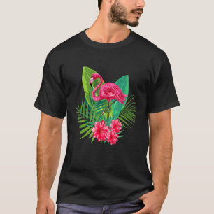 T-shirt Flamant rose Rose Cute Avec Fleurs I Animal Swan D