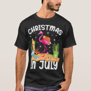 T-shirt Flamant rose Rose Drôle Fantastique Noël En Juille