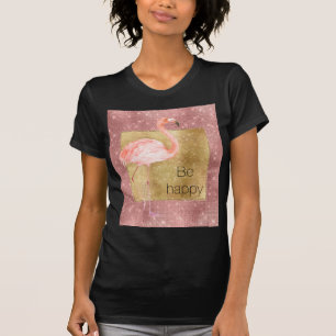 T-shirt Flamant rose rose étincelle or