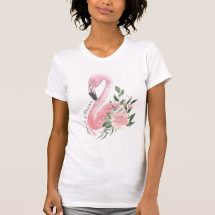 T-shirt Flamant rose rose femme d'honneur Mariage tropical
