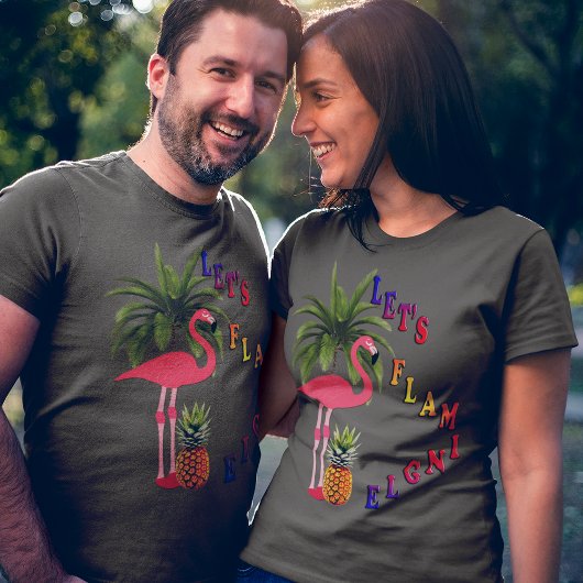 T-shirt Flamant rose rose Flamingle Friendly Unisex