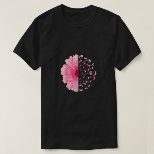 T-shirt Flamant rose rose Fleur Mois de sensibilisation au (Design devant)