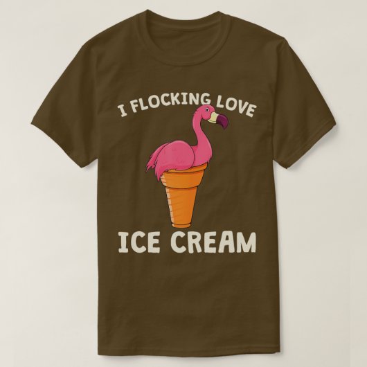 T-shirt Flamant rose rose Ice Crème de cône gaufre Été Amo (Design devant)