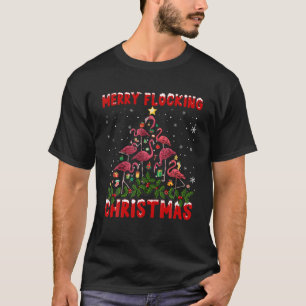 T-shirt Flamant rose rose Joyeux Foule Flammes d'arbre de 