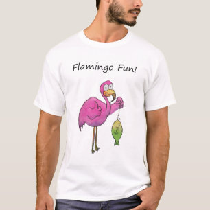 T-shirt Flamant rose rose lunatique pêchant le bon croche