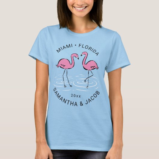 T-shirt Flamant rose rose personnalisé (Devant)
