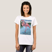 T-shirt Flamant rose rose tropical 50e anniversaire fabule (Devant entier)