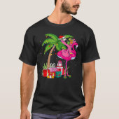 T-shirt Flamant rose rose Tropical Noël En Juillet Été (Devant)