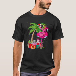 T-shirt Flamant rose rose Tropical Noël En Juillet Été