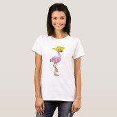 T-shirt Flamant rose sur la plage avec Casquette (Devant entier)