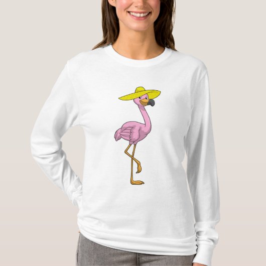 T-shirt Flamant rose sur la plage avec Casquette (Devant)