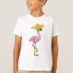 T-shirt Flamant rose sur la plage avec Casquette