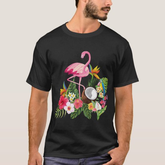 T-shirt Flamant rose tropical (Devant)