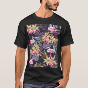 T-shirt Flamant rose Tropical : Motif sans couture d'été