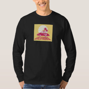 T-shirt Flamant rose Vintage California Sunset Retro En Au