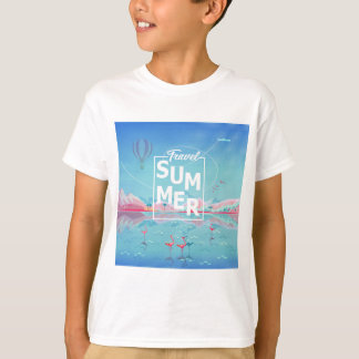 T-shirt Flamant rose, voyage magique, plage tropicale de