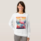 T-shirt Flamant Tropical avec Fleurs (Devant entier)