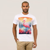 T-shirt Flamant Tropical avec Fleurs (Devant entier)