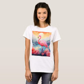 T-shirt Flamant Tropical avec Fleurs (Devant entier)