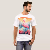 T-shirt Flamant Tropical avec Fleurs (Devant entier)