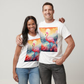 T-shirt Flamant Tropical avec Fleurs (Unisexe)