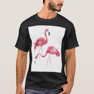 T-shirt Flamants roses aquarelle, Design élégant.