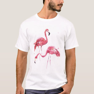 T-shirt Flamants roses aquarelle, Design élégant.
