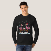 T-shirt Flamants roses Boire du vin ensemble Joyeux Noël D (Devant entier)