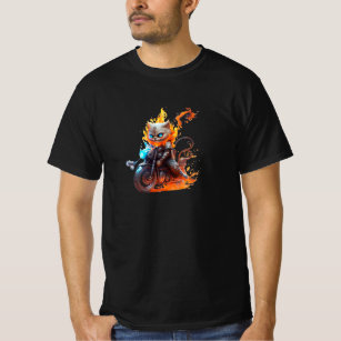 T-shirt Flame Riding Feline : Inferno Ghost Cat Rider