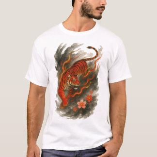 T-shirt 【Flame Tiger Japanese Ink Art Men’s T-Shirt】
