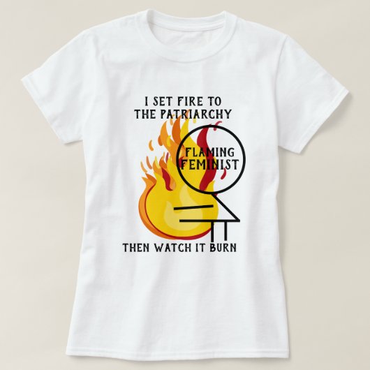 T-shirt Flaming Feminist brûle le patriarcat 7 (Design devant)