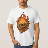 T-shirt Flaming Skull of Rebirth Fiery Power Design (Devant)