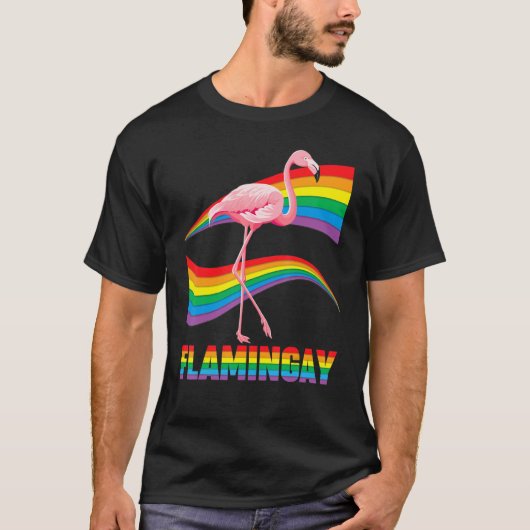 T-shirt Flamingay Gay Flamant rose Lgbt Pride Lesbian Fièr (Devant)