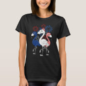 T-shirt Flamingo 4th Of July American Flag Independence Fi (Devant)