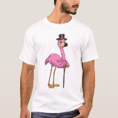 T-shirt Flamingo as Pensioner with Walking stick (Devant)