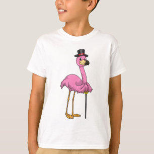 T-shirt Flamingo as Pensioner with Walking stick