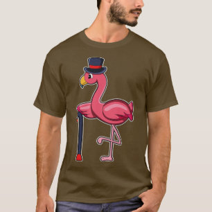 T-shirt Flamingo as Pensioner with Walking stick Hat