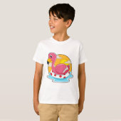 T-shirt Flamingo at Swimming with Lifebuoy (Devant entier)