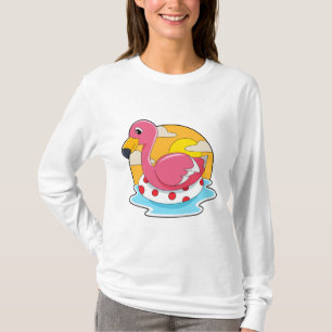 T-shirt Flamingo at Swimming with Lifebuoy