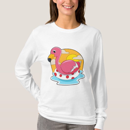 T-shirt Flamingo at Swimming with Lifebuoy (Devant)
