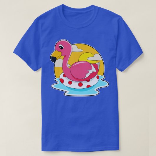 T-shirt Flamingo at Swimming with Lifebuoy (Design devant)