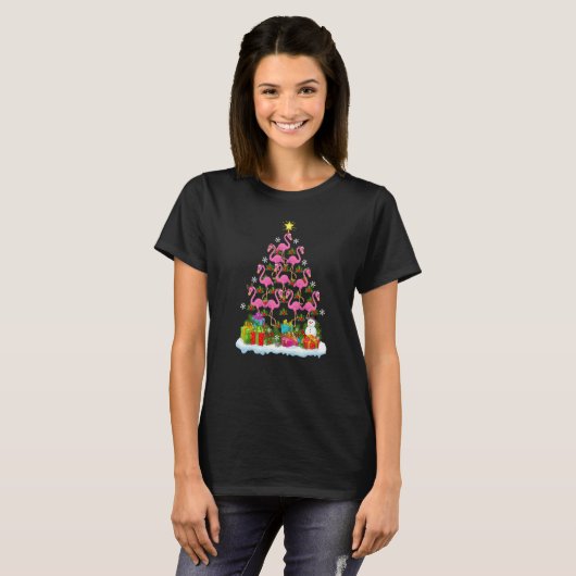 T-shirt Flamingo Bird Xmas Holiday Flamingo Christmas Tre (Devant entier)
