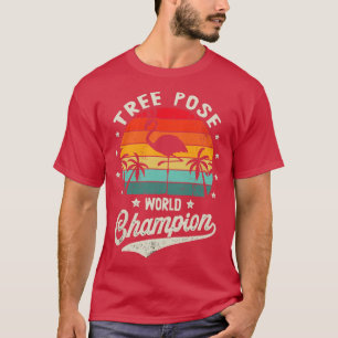 T-shirt Flamingo de yoga drôle femmes hommes rétro plage é