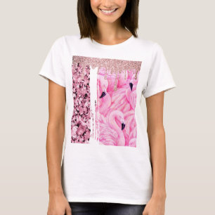 T-shirt Flamingo Diamants Rose Pétillants