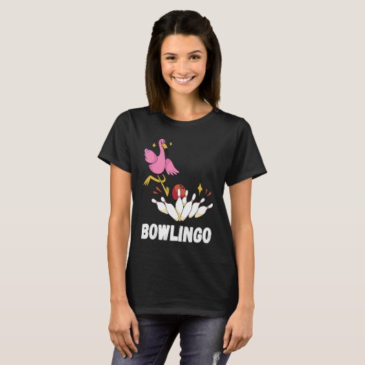 T-shirt Flamingo Funny Bowling Bowler Strike Bowling Pin B (Devant entier)