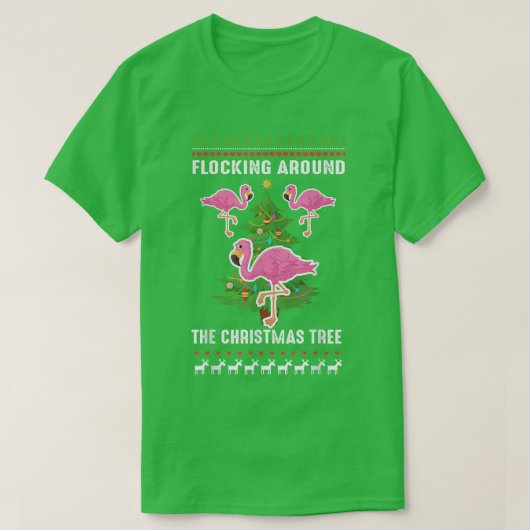 T-shirt Flamingo Funny Christmas Tree  (Design devant)