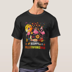 T-shirt Flamingo Halloween Thanksgivi de Happy Hallothanks