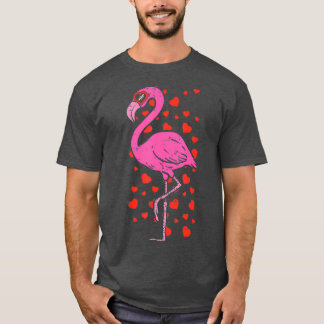 T-shirt Flamingo Heart Glasses Cute Valentines Day Bird