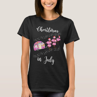 T-shirt Flamingo Rose Drôle Rétro Camping Car Noël En