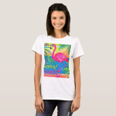 T-shirt Flamingo rose Position tropicale sur une jambe (Devant entier)